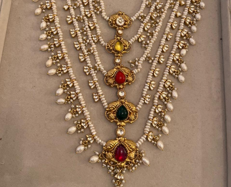 Pearl Jadau Necklace with Multi-Stone Embellishments